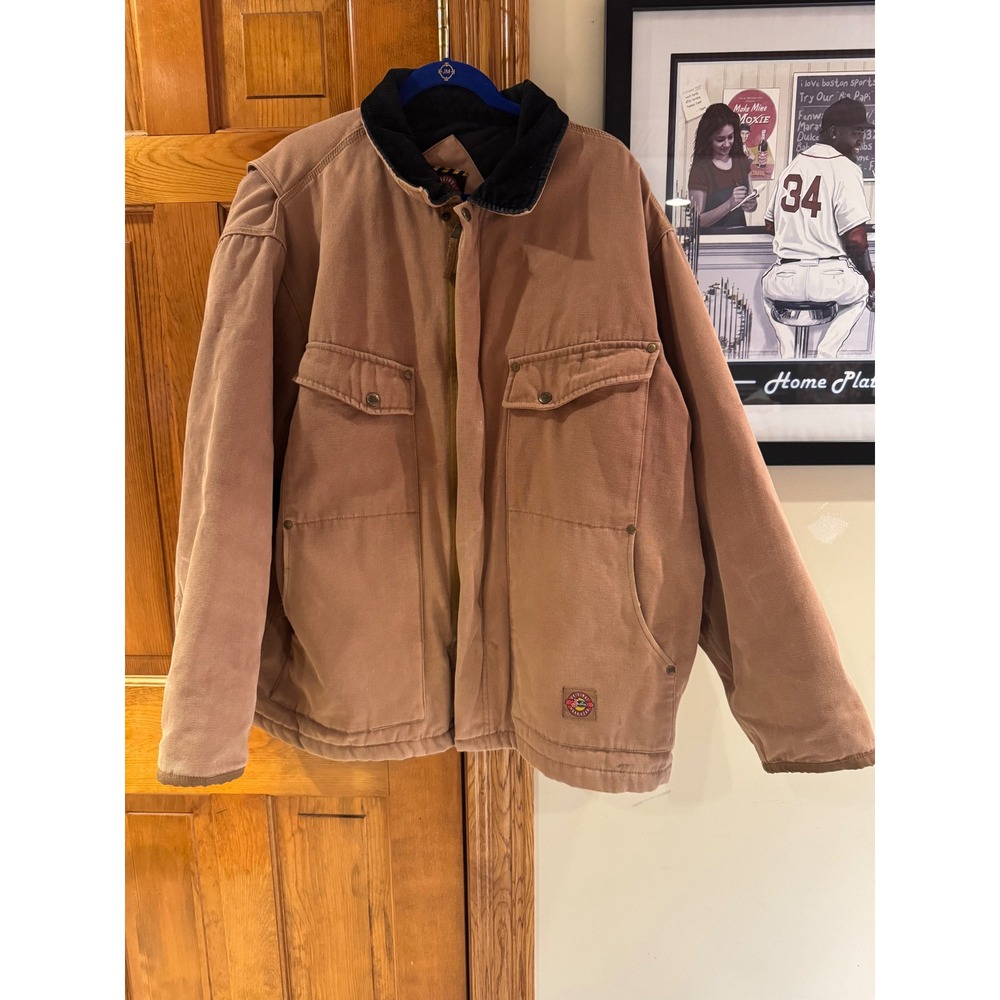 Justin Original‎ Workwear Mens XL Brown Canvas Quilted Lined Barn Jacket Coat